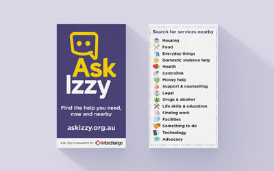 Ask Izzy wallet cards