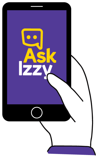 Illustration of Ask Izzy on a phone